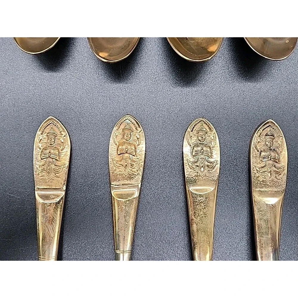 Vtg Thailapidary Buddha 19 Pcs Bronze Goddess Serving Set